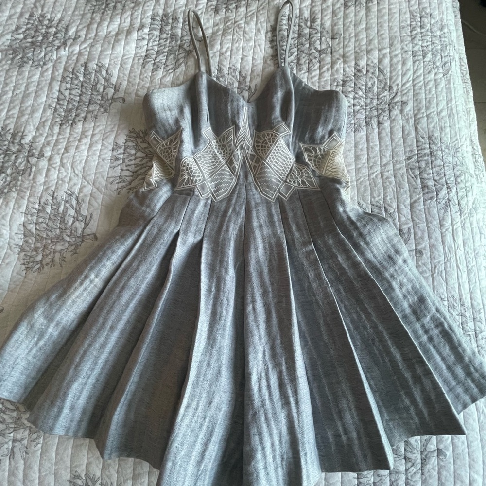 Jonathan Simkhai Elegant Grey Dress with Lace Detail